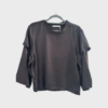 Lush bluse fra Rabens Saloner i After Dark – løs pasform med brede ¾-ærmer, rund hals og let skinnende finish i bæredygtig ECOVERO™ viskose.