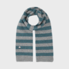 Lareen stribet tørklæde i uld og cashmere fra Beta Studios i farven Grey Melange/Pacific Green – med ribkant
