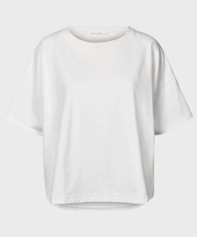 Margot Cropped T-shirt – hvid oversized t-shirt i økologisk bomuld fra Rabens Saloner
