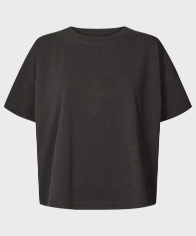 Margot Cropped T-shirt – sort oversized t-shirt i økologisk bomuld fra Rabens Saloner