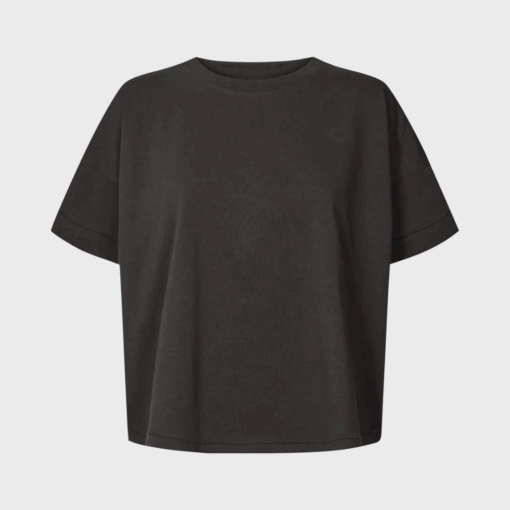 Margot Cropped T-shirt – sort oversized t-shirt i økologisk bomuld fra Rabens Saloner