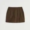 Aiayu Mini Skirt Corduroy i Bark – A‑form nederdel i GOTS-certificeret økologisk corduroy med bag-lynlås