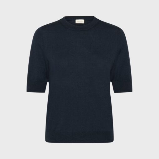 NatanyaPW Pullover i mørk navy – striktrøje fra Part Two set forfra