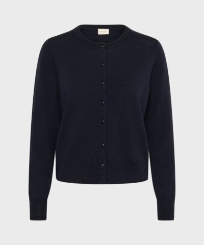 NoelaniPW Cardigan i mørk navy – lang åben strik fra Part Two