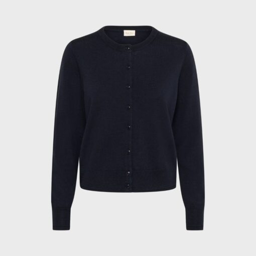 NoelaniPW Cardigan i mørk navy – lang åben strik fra Part Two