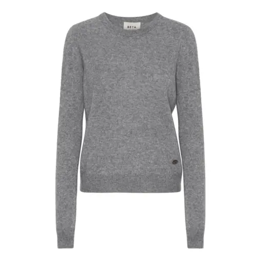 Beta Studios - Abbie O-neck Basic, Grey Melange - Billede 3