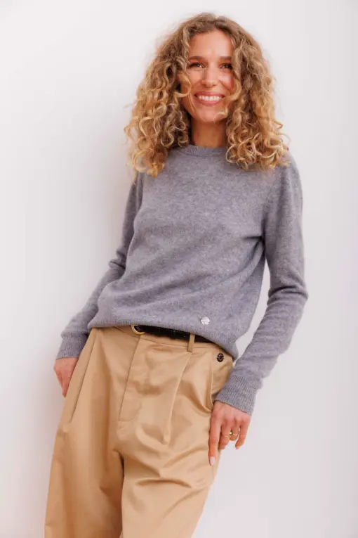 Beta Studios - Abbie O-neck Basic, Grey Melange - Billede 2