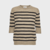 Bianca Lady Sleeve stribet cashmere sweater i oak brown og grey fra Beta Studios