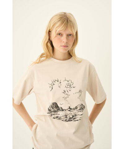 Rue De Tokyo Torin Moomin T-shirt – sort t-shirt med broderet Mumi-print i off-white.