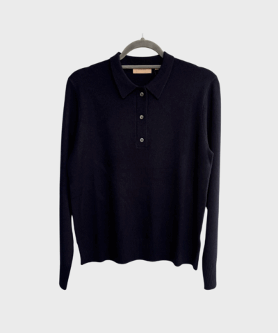 Rue de Tokyo – Kura Merino Wool Polo, Navy