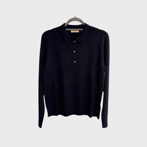 Rue de Tokyo – Kura Merino Wool Polo, Navy