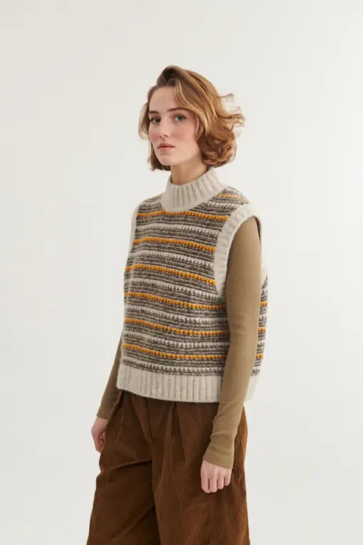 Basic Apparel – Sally Vest, Light Grey Mel / Carafe / Buckskin - Billede 2