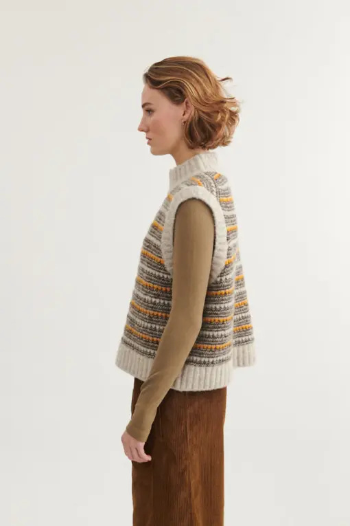Basic Apparel – Sally Vest, Light Grey Mel / Carafe / Buckskin - Billede 5