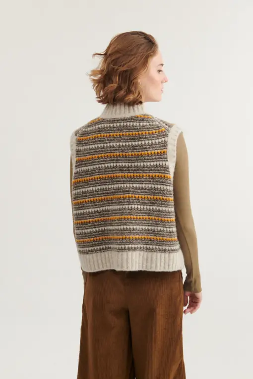 Basic Apparel – Sally Vest, Light Grey Mel / Carafe / Buckskin - Billede 4