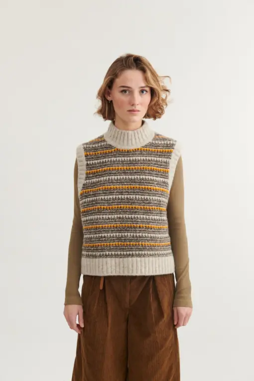 Basic Apparel – Sally Vest, Light Grey Mel / Carafe / Buckskin - Billede 3