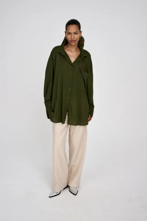 Raben Saloner – Noah Skjorte,  Army Green - Billede 4