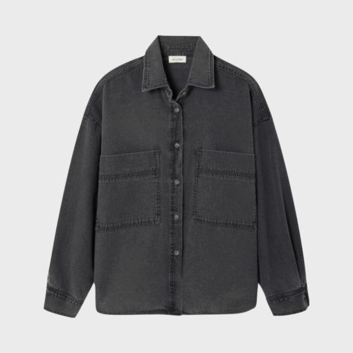 Women’s Jazy Shirt i sort – langærmet bomuldsskjorte fra American Vintage.