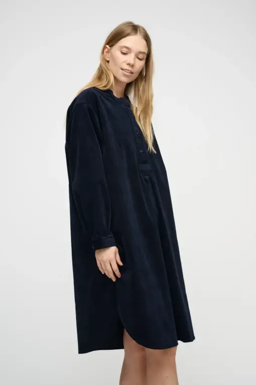Moshi Moshi Mind – Alright Shirtdress Corduroy, Dark Navy - Billede 6
