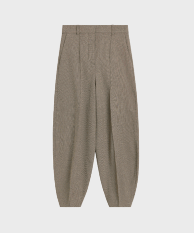 Charlie Tailored Barrel Trousers – Mixed Weave Beige | Høj Talje & Skræddersyet