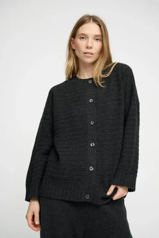 Moshi Moshi Mind – Dora Cardigan Merino, Charcoal Melange - Billede 2