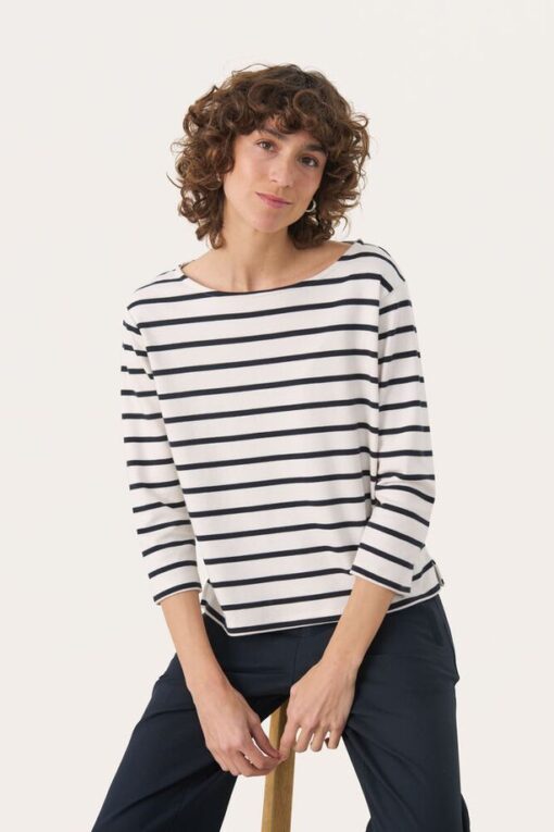 Part Two – Nela T-shirt, Dark Navy Stripe - Billede 7