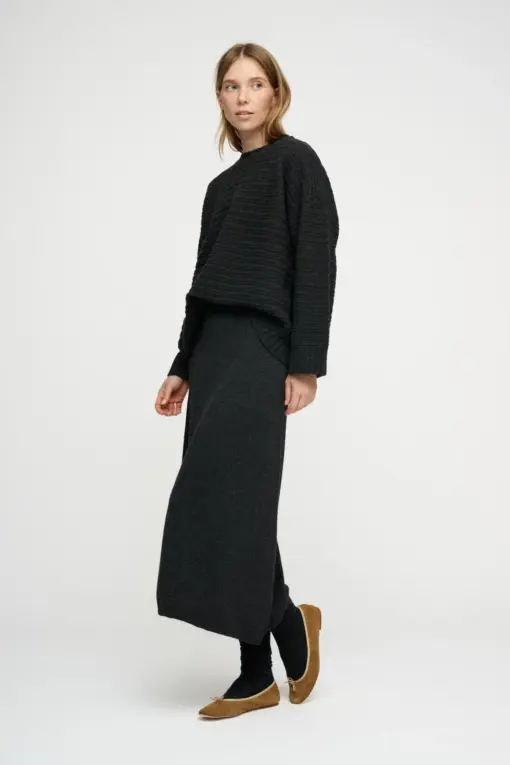 Moshi Moshi Mind - Elma Skirt Merino, Charcoal Melange - Billede 5
