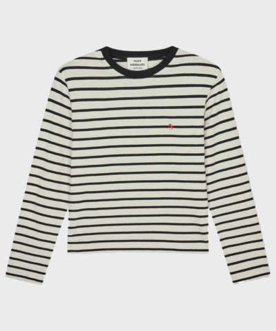 Pablo Maggie Tee LS i Vanilla Ice / Black – ribstrikket t-shirt i økologisk bomuld.