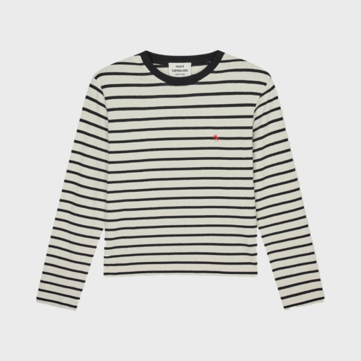 Pablo Maggie Tee LS i Vanilla Ice / Black – ribstrikket t-shirt i økologisk bomuld.