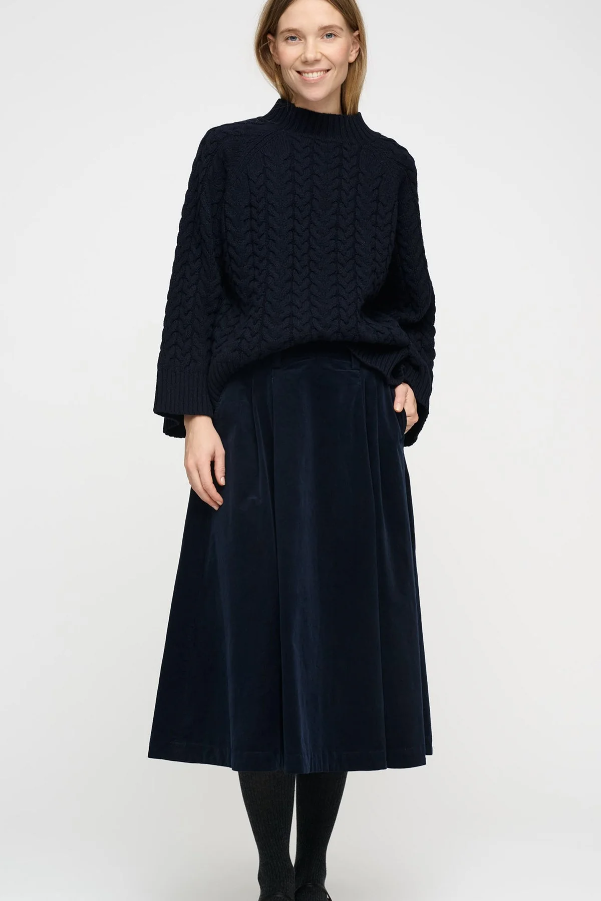 Moshi Moshi Mind – Oak Cable Knit, Dark Navy - Billede 5