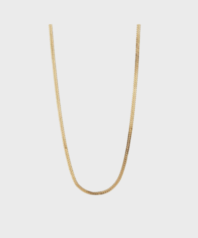 Elegant Stine A Snake halskæde i 18 karat forgyldt sterling sølv. Fladt design på 48,5 cm, perfekt til hverdag og fest. Kan bæres alene eller sammen med andre kæder. Fri fragt over 499 DKK.