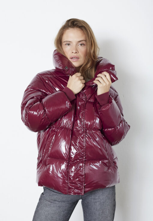 Co'couture - Glossy Puffer Jacket, Plum - Billede 2