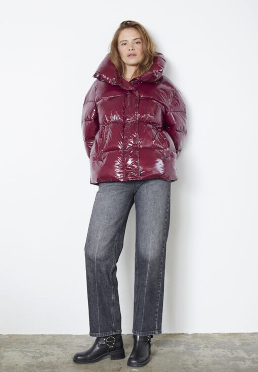 Co'couture - Glossy Puffer Jacket, Plum - Billede 4