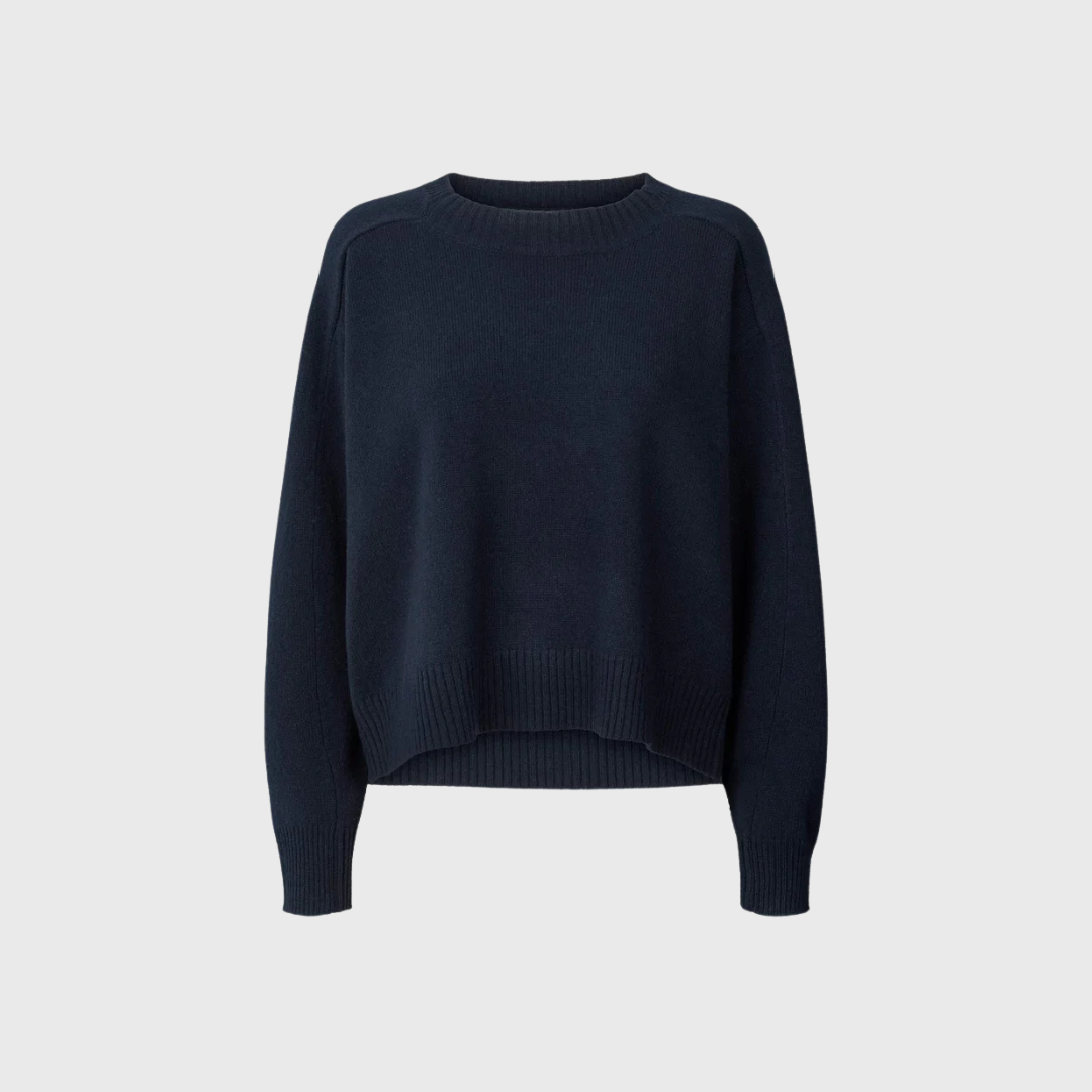 Rabens Saloner - Dalani Boxy Sweater, Navy