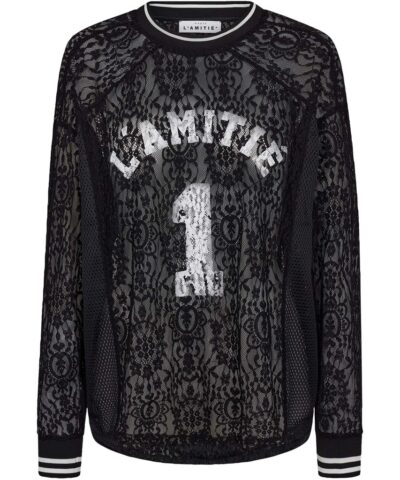 Alternative view of Haute L’Amitié - Lace LS Football Blouse, Black