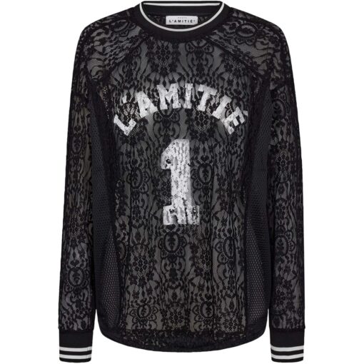 Haute L’Amitié - Lace LS Football Blouse, Black - Billede 2