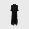 Haute L’Amitié Curvey Lace Hem Placket Dress – Sort | Elegant Kjole