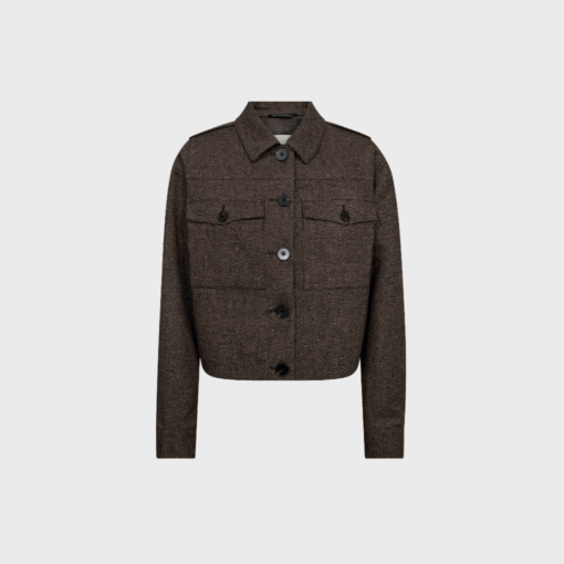 Kort utility-jakke i brun tweed fra Ivy Copenhagen. Tilda Coat – moderne pasform med karakterfulde detaljer.