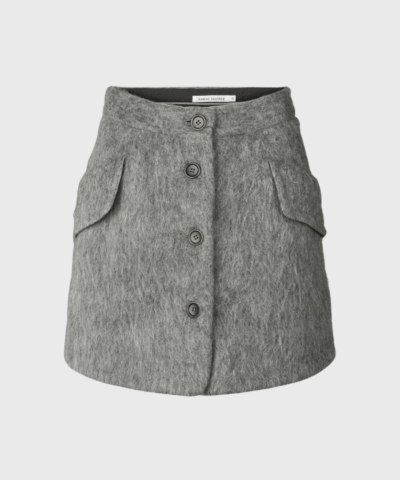 Rabens Saloner - Olympia Fuzzy Skirt, Grey Melange