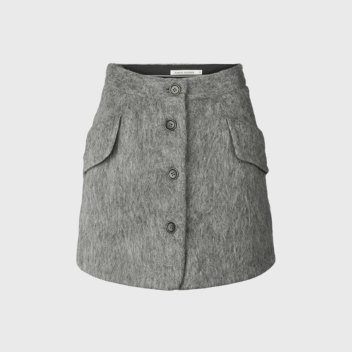 Rabens Saloner - Olympia Fuzzy Skirt, Grey Melange