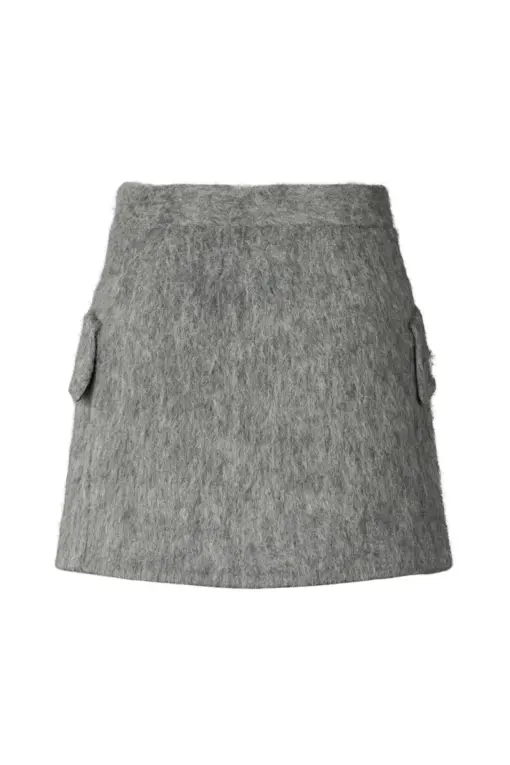 Rabens Saloner - Olympia Fuzzy Skirt, Grey Melange - Billede 4