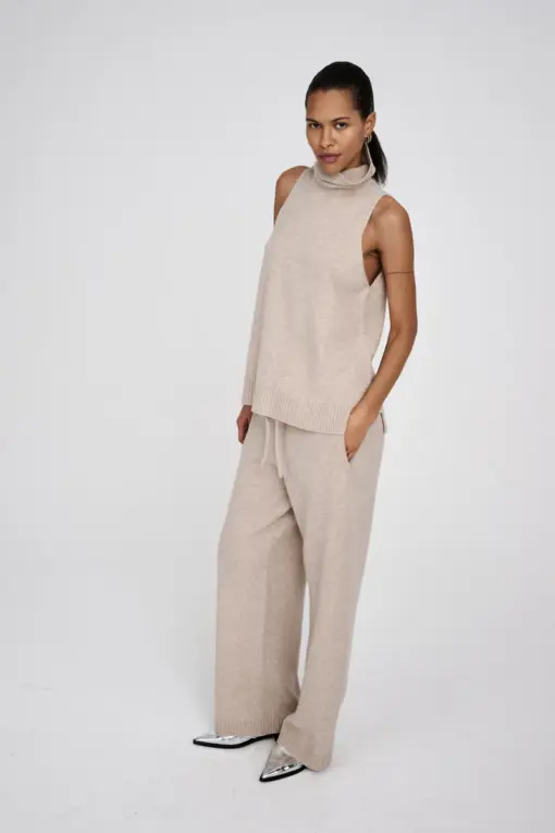 Rabens Saloner - Diara Funnel Halter Top, Oatmeal - Billede 5