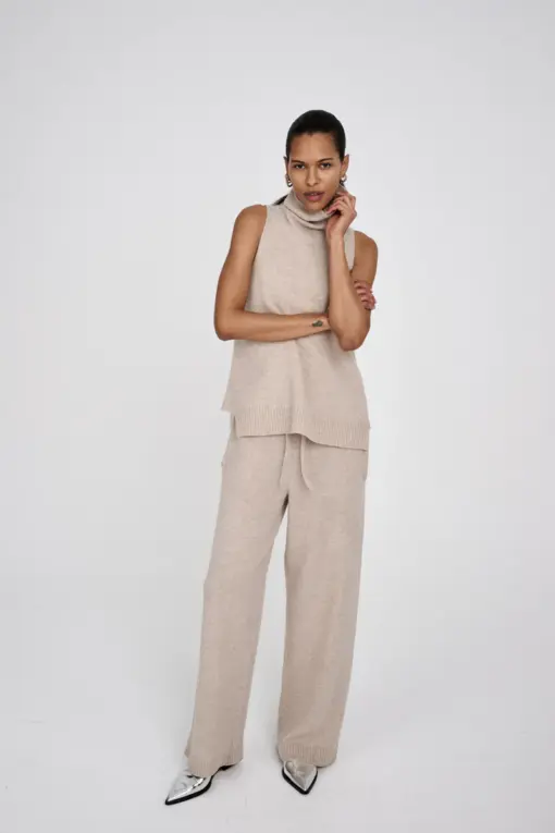 Rabens Saloner - Diara Funnel Halter Top, Oatmeal - Billede 3