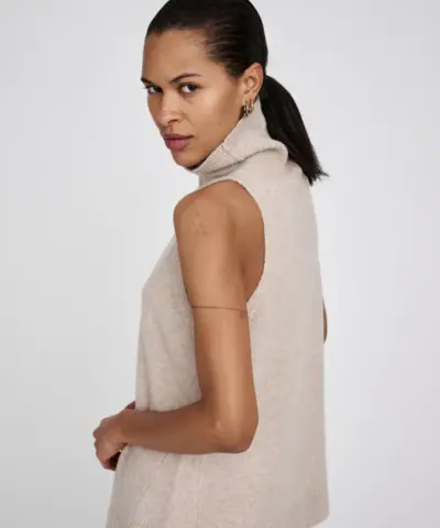 Alternative view of Rabens Saloner - Diara Funnel Halter Top, Oatmeal