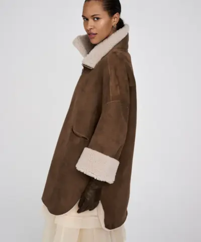 Alternative view of Rabens Saloner - Ejsa Shearling Coat, Dark brown