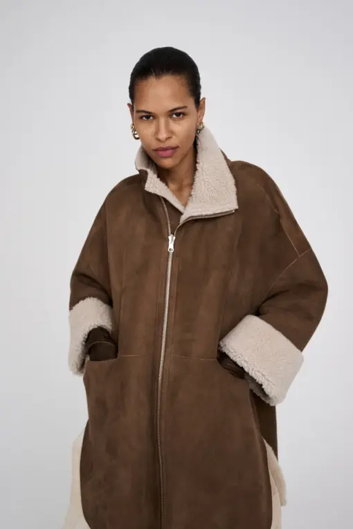 Rabens Saloner - Ejsa Shearling Coat, Dark brown - Billede 3