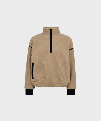 Co’Couture – MadinCC Fleece Anorak (Sand) | Blød Fleecelayer | Fri Fragt