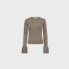 Co’Couture – BalinCC Wide Cuff Knit (Light Walnut) | Elegant Strikbluse | Fri Fragt