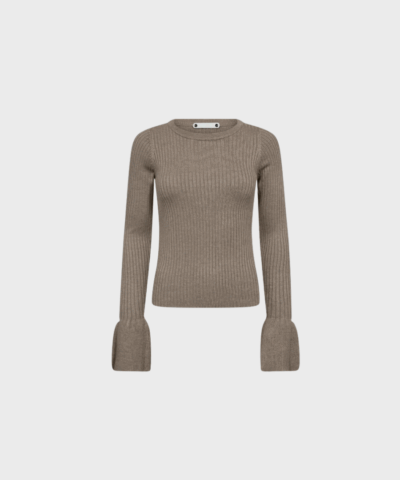 Co’Couture – BalinCC Wide Cuff Knit (Light Walnut) | Elegant Strikbluse | Fri Fragt