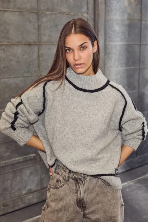 Haute L'amitie - Toby Hem Line Knit, Light Grey - Billede 3