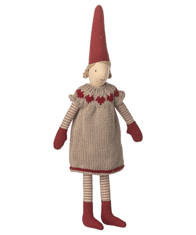 Alternative view of Maileg – Nisse Pige – Strikket Kjole Sandfarvet – Str. 2